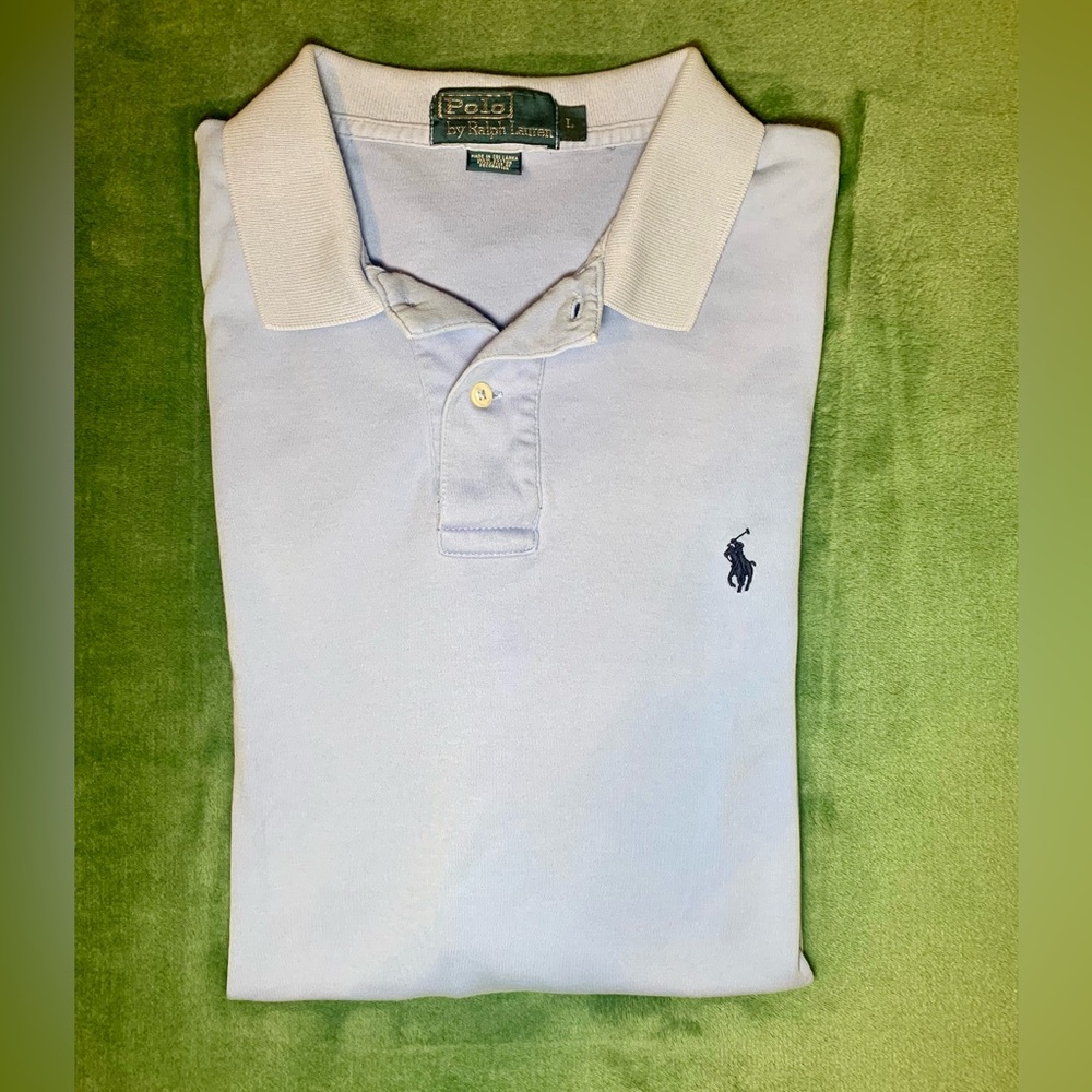 Polo by Ralph Lauren, size large, light blue, pre worn condition